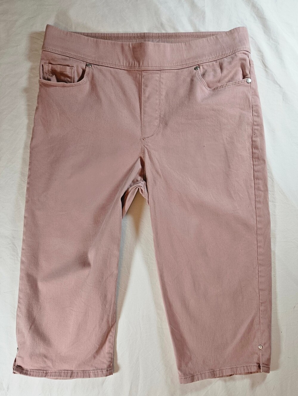 Gloria Vanderbilt Womens Pink Avery Pull On Elastic Waist Capri Pants Size 10